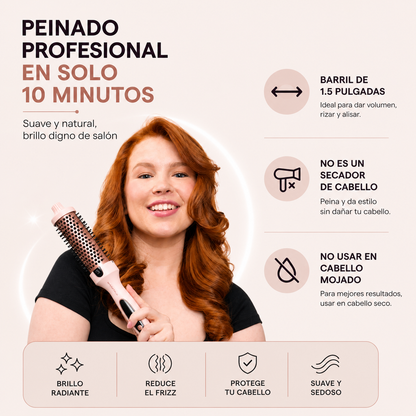 Cepillo térmico iónico Efecto Salón con pantalla LED, de 150 °C a 210 °C para diferentes tipos de cabello, voltaje universal de 120-240 V.
