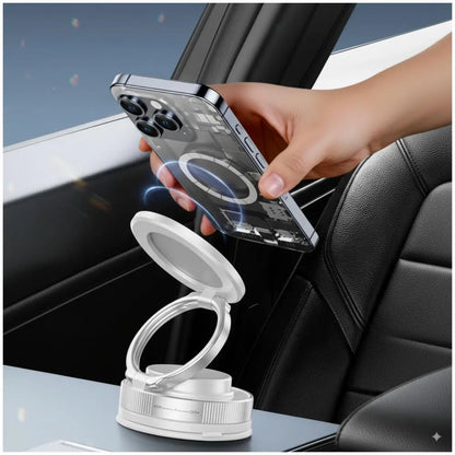 Soporte Completo Magnético giratorio de 360° para teléfono móvil con succión al vacío, manos libres y extensible para auto, gimnasio, espejo y ducha.