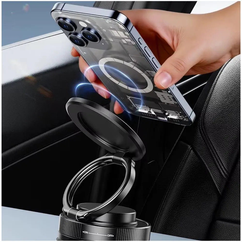 Soporte Completo Magnético giratorio de 360° para teléfono móvil con succión al vacío, manos libres y extensible para auto, gimnasio, espejo y ducha.